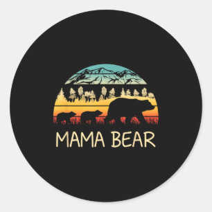 Mama Bär mit 2 Jungen Retro-Berge Muttertag Runder Aufkleber