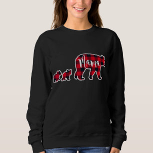 Mama-Bär mit 2 Naben schwarzem Buffalo Karo Sweatshirt
