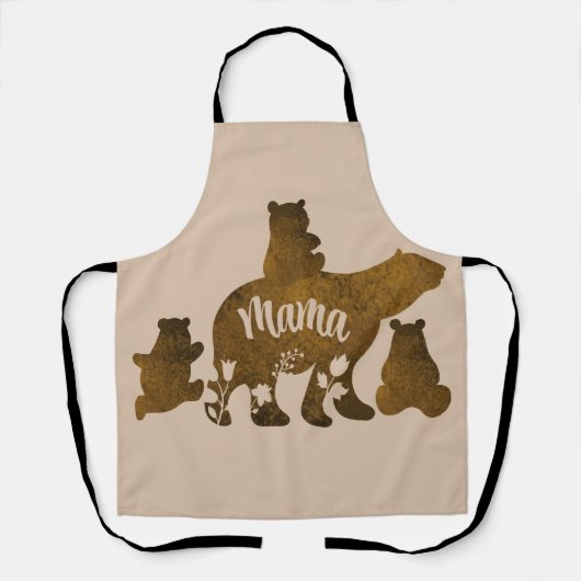 Mama-Bär mit 3 Baby-Bärenkuchen nach Mama Schürze (Vorderseite)