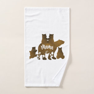 Mama-Bär mit 4 Cubs Mama 4 Kindergeschenk Badhandtuch Set
