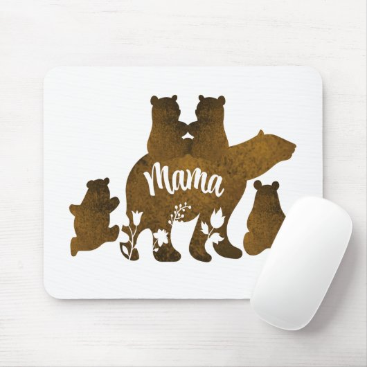 Mama-Bär mit 4 Cubs Mama 4 Kindergeschenk Mousepad (Mit Mouse)