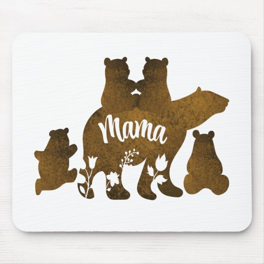 Mama-Bär mit 4 Cubs Mama 4 Kindergeschenk Mousepad (Vorne)