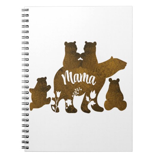 Mama-Bär mit 4 Cubs Mama 4 Kindergeschenk Notizblock (Vorderseite)