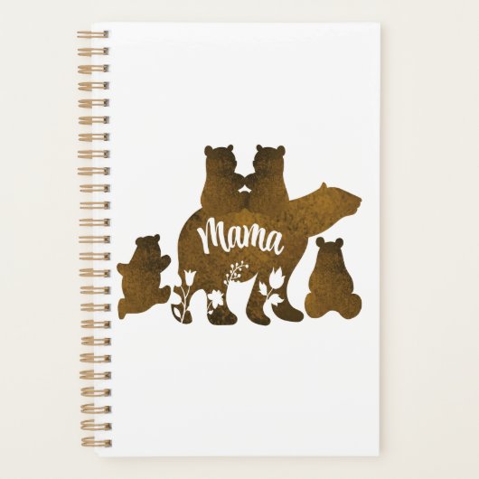 Mama-Bär mit 4 Cubs Mama 4 Kindergeschenk Planer (Vorderseite)