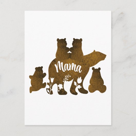 Mama-Bär mit 4 Cubs Mama 4 Kindergeschenk Postkarte (Vorderseite)