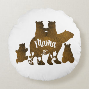 Mama-Bär mit 4 Cubs Mama 4 Kindergeschenk Rundes Kissen