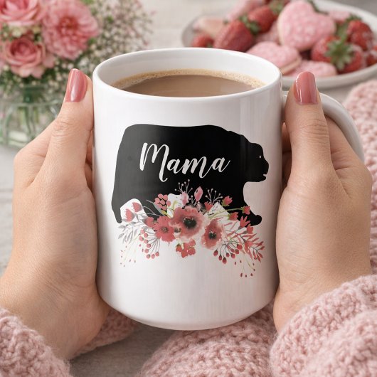 Mama-Bär mit Blume Kaffeetasse