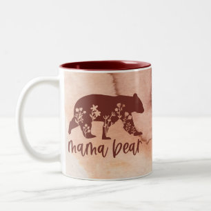 Mama Bär mit Blumen Muttertag Zweifarbige Tasse
