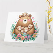 Mama-Bär mit sieben Jungen Karte (Gelbe Blume)