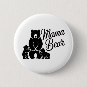 Mama Bär mit süßen Jungen Bärenfamilie Button