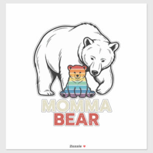 Mama-Bär-Regenbogen-Vintage-Stickerei-Shirt-Design Aufkleber