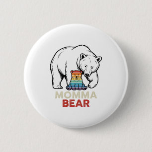 Mama-Bär-Regenbogen-Vintage-Stickerei-Shirt-Design Button
