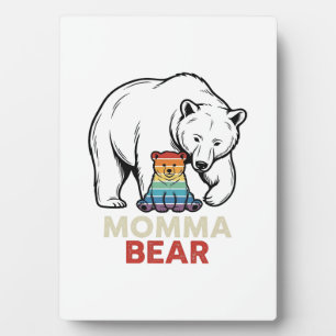 Mama-Bär-Regenbogen-Vintage-Stickerei-Shirt-Design Fotoplatte
