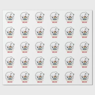 Mama-Bär-Regenbogen-Vintage-Stickerei-Shirt-Design Geschenkpapier