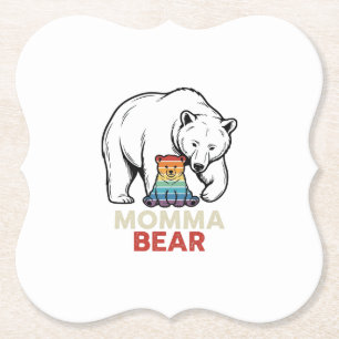 Mama-Bär-Regenbogen-Vintage-Stickerei-Shirt-Design Untersetzer