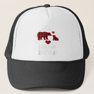 Mama Bär Weihnachts-Pyjama Rot Kariert Buffalo Fam Truckerkappe
