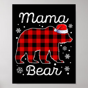 Mama-Bär-Weihnachtsschlafanzug Rotkariert Büffel F Poster