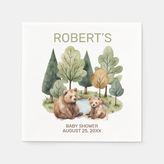 Mama Bären Abenteuer erwartet die Baby Dusche Einl Serviette (Vorderseite)