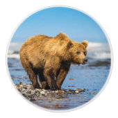 Mama Bären beobachtet ihre beiden Kinder Keramikknauf (Vorderseite)