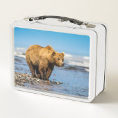 Mama Bären beobachtet ihre beiden Kinder Metall Brotdose (Rückseite)