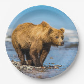 Mama Bären beobachtet ihre beiden Kinder Pappteller (Vorderseite)