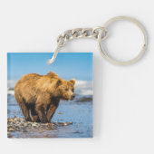 Mama Bären beobachtet ihre beiden Kinder Schlüsselanhänger (Rückseite)