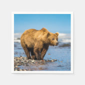 Mama Bären beobachtet ihre beiden Kinder Serviette (Vorderseite)