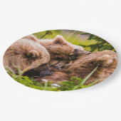 Mama Bären pflegen ihre zwei Jungen, Lake Clark Na Pappteller (Schrägansicht)