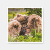 Mama Bären pflegen ihre zwei Jungen, Lake Clark Na Serviette (Vorderseite)