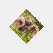 Mama Bären pflegen ihre zwei Jungen, Lake Clark Na Serviette (Ecke)