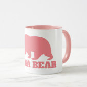 Mama Bären Silhouette Kaffee Tasse mit rosa Griff (VorderseiteRechts)