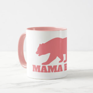 Mama Bären Silhouette Kaffee Tasse mit rosa Griff