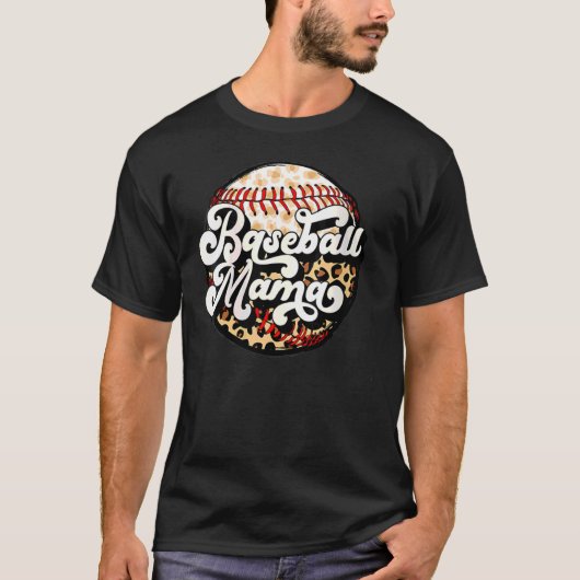 Mama Baseball Mama Leopard Baseball T-Shirt (Vorderseite)