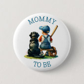 Mama | Baseball- und Dog-Baby-Dusche Button (Vorderseite)