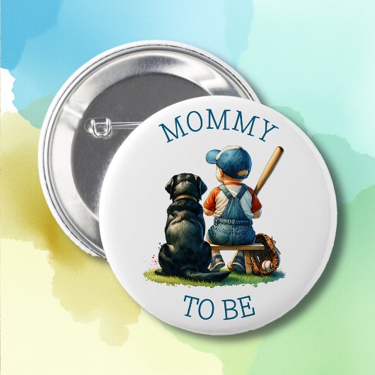 Mama | Baseball- und Dog-Baby-Dusche Button