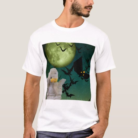 Mama, Bat & Moon Halloween T-Shirt (Vorderseite)
