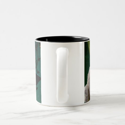 Mama, Bat & Moon Halloween Zweifarbige Tasse (Henkel)