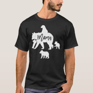 Mama Bear 4 Baby Bear Cubs nach dem Reiten auf Bac T-Shirt