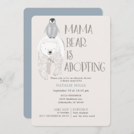 Mama Bear Adoption Blue Boy Baby Dusche Einladung