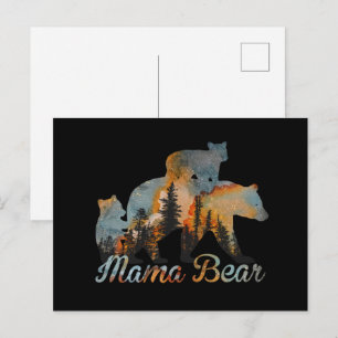 Mama Bear and baby Bären Vintag Forest Mütter Day Postkarte