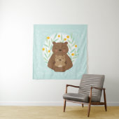 Mama Bear and Baby Bear on Aqua Blue Wandteppich (Beispiel)