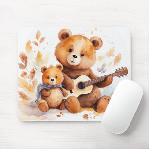 Mama Bear and Cube with Guitar Mousepad