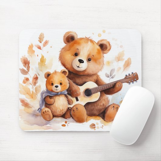 Mama Bear and Cube with Guitar Mousepad (Mit Mouse)