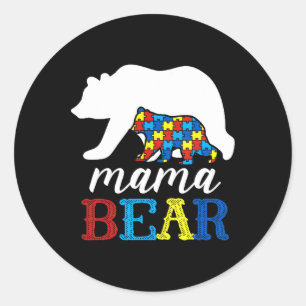 Mama Bear Autism Awareness Puzzle Mama Geschenk Runder Aufkleber