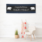 Mama Bear Baby Dusche Woodland Lodge Boy Blue Banner (Insitu)