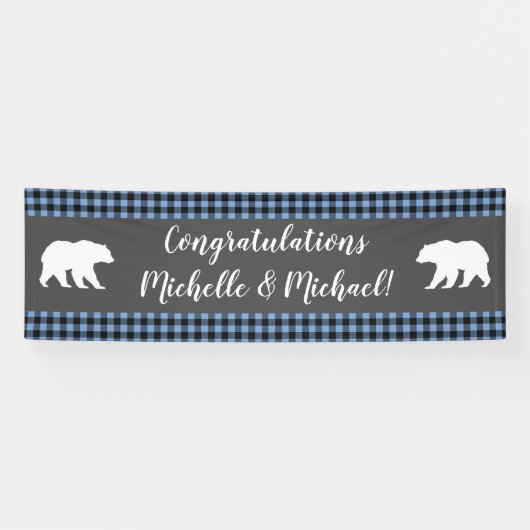 Mama Bear Baby Dusche Woodland Lodge Boy Blue Banner (Horizontal)