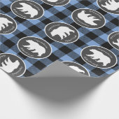 Mama Bear Baby Dusche Woodland Lodge Boy Blue Geschenkpapier (Ecke)