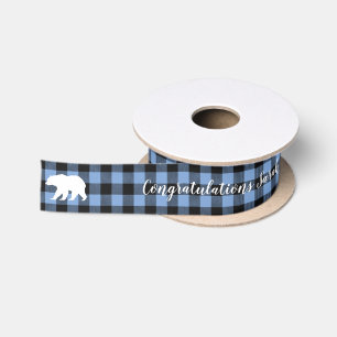 Mama Bear Baby Dusche Woodland Lodge Boy Blue Satinband