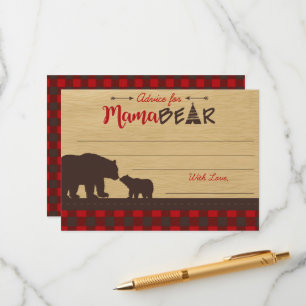 Mama Bear Baby Shower Ratschläge für Mama Cards Hinweiskarte