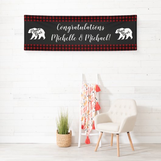 Mama Bear Baby Shower Woodland Lodge Banner (Insitu)